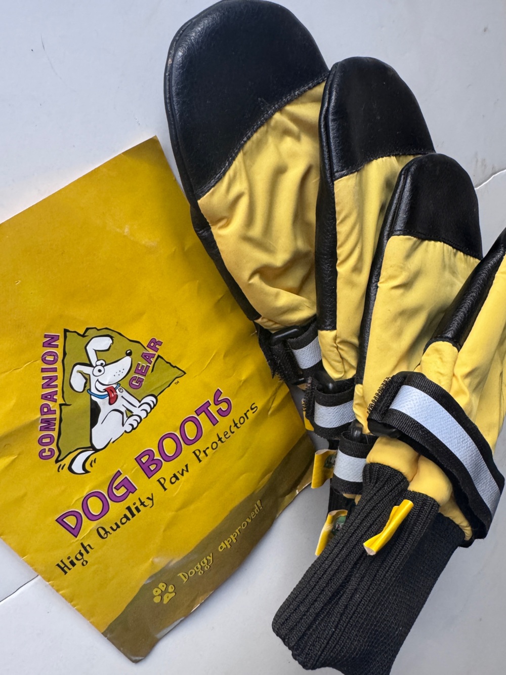 All Terrain Waterproof Reflective Dog Booties • Set of Four (4) • Yellow • LARGE - Picture 6 of 9